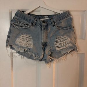 Levi’s distressed high waisted shorts.